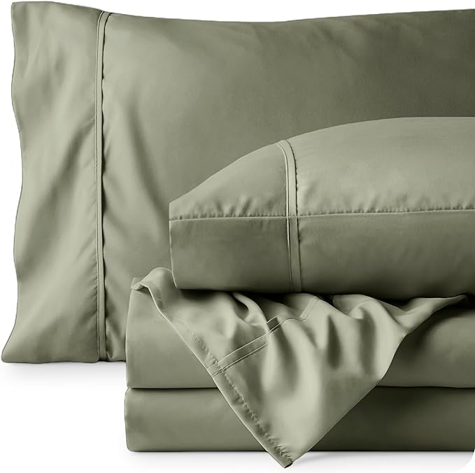 Bare Home Full XL Sheet Set - Luxury 1800 Ultra-Soft Microfiber Full Extra Long Bed Sheets - Double Brushed - Deep Pockets - Easy Fit - 4 Piece Set - Bedding Sheets & Pillowcases (Full XL, Sage)