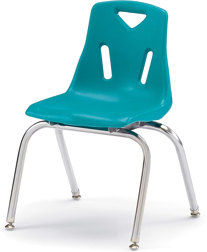 Berries Jonti-Craft 8146JC6005 Stacking Chairs with Chrome-Plated Legs, 16" Height, Teal, Pack of 6