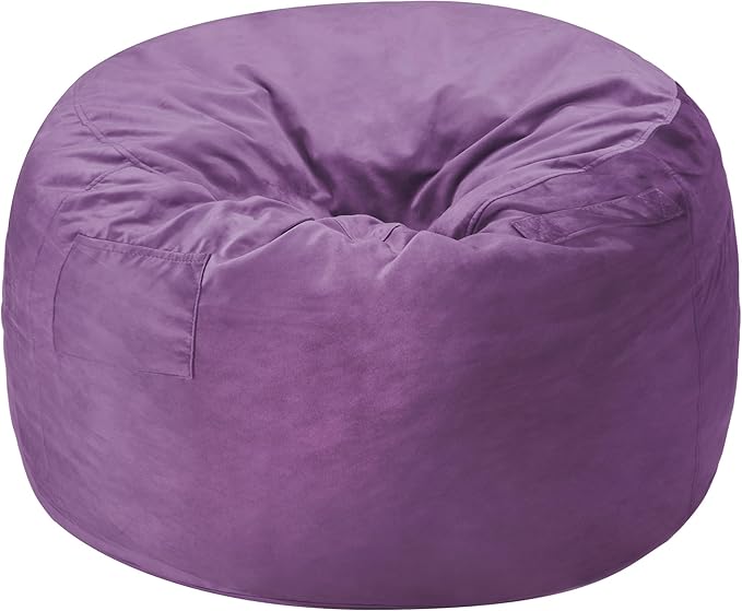 Homguava 3FT Bean Bag Chair: 3' Bean Bags with Memory Foam Filled, Large Beanbag Chairs Soft Sofa with Dutch Velvet Cover-Purple