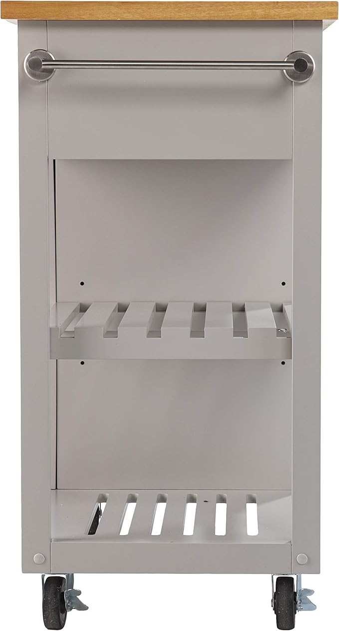 SEI Furniture Rolling w/Storage Kitchen Island, Grey/Natural (AMZ4375211AK)