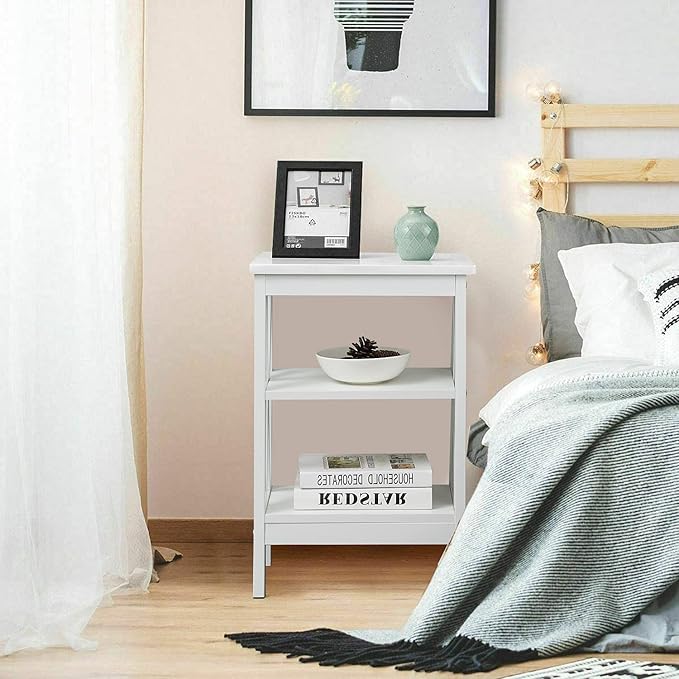 VECELO End Table Side Table with Storage Shelf Nightstands for Living Room,Bedroom Furniture,Shelves,