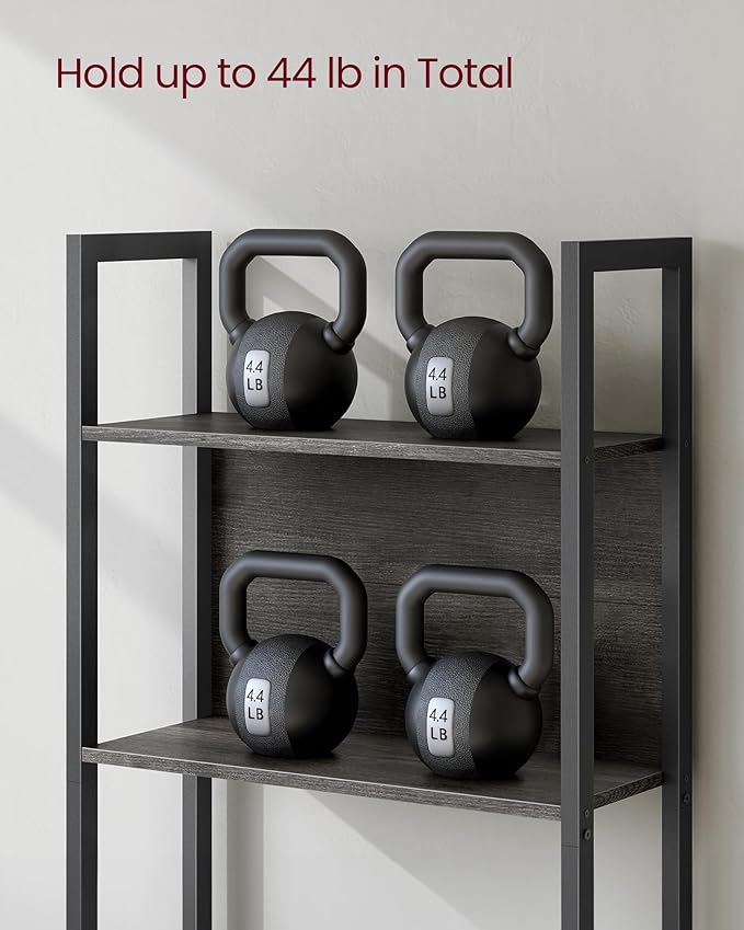 VASAGLE 5-Tier Bookshelf, Book Shelf, Industrial Bookcase, with Steel Frame, for Living Room, Home Office, Bedroom, 9.4 x 24.4 x 65 Inches, Charcoal Gray and Black ULLS025B04