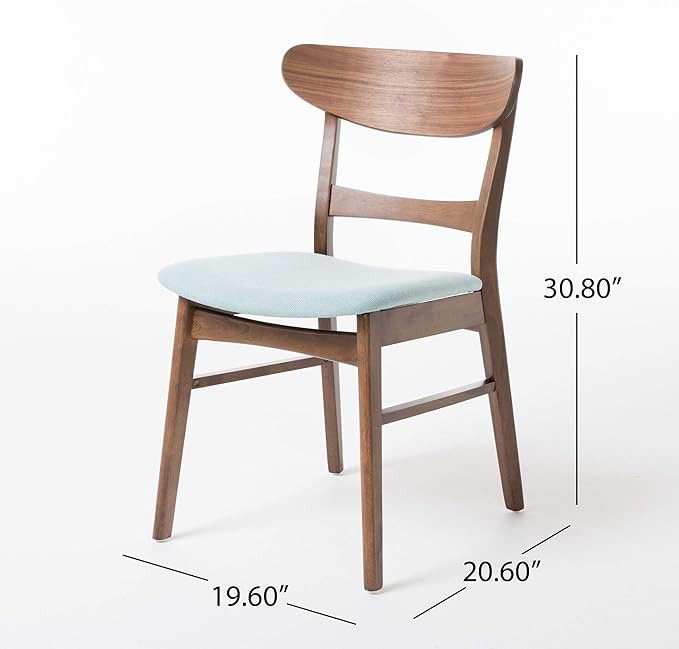 Christopher Knight Home Idalia Curved Leg Rectangular Dining Set, 5-Pcs Set, Natural Walnut / Mint
