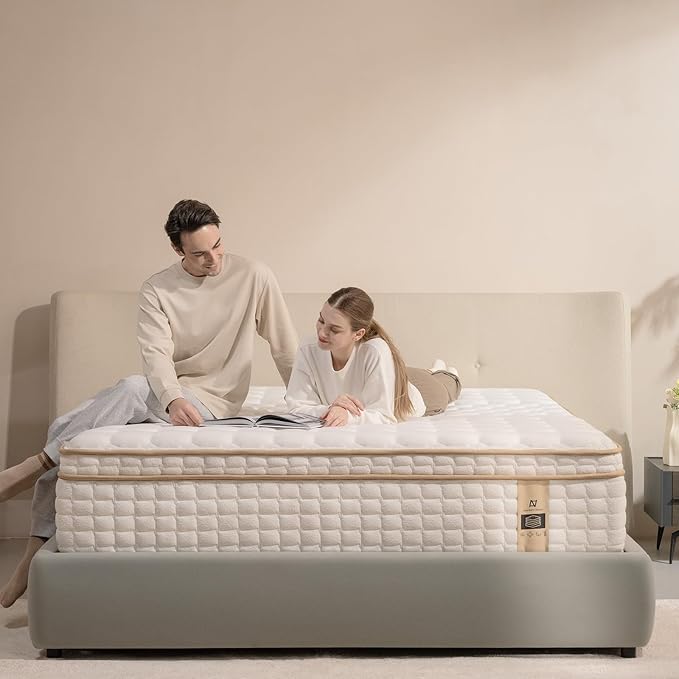 King Mattress,14 Inch King Size Hybrid Mattress in a Box,Medium Firm King Size Mattress Memory Foam,with Individual Pocket Spring for Motion Isolation & Silent Sleep & Pressure Relief, CertiPUR-US