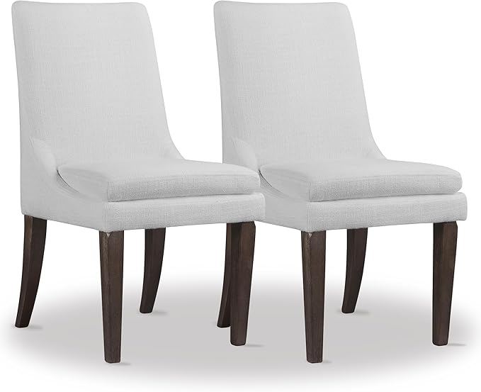 Upholstered Dining Chairs Modern Sidechair Performance Fabric High Back Armlesschair for Diningroom Kitchen,White,Set of 2(1 Box)