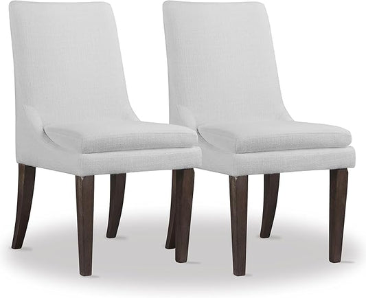 Upholstered Dining Chairs Modern Sidechair Performance Fabric High Back Armlesschair for Diningroom Kitchen,White,Set of 2(1 Box)