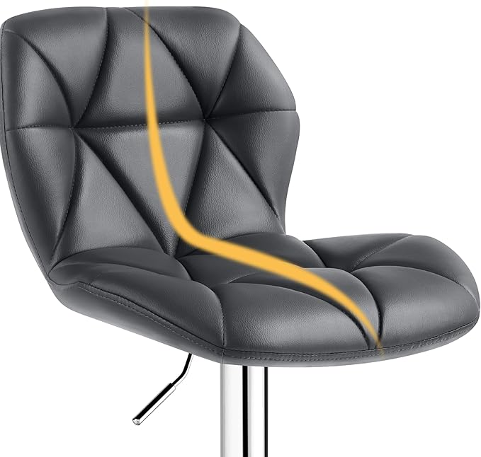 Yaheetech Gray Barstools Set of 2, PU Leather Bar Chairs with Backrest, Height Adjustable Swivel Island Stools for Kitchen Counter, Gray