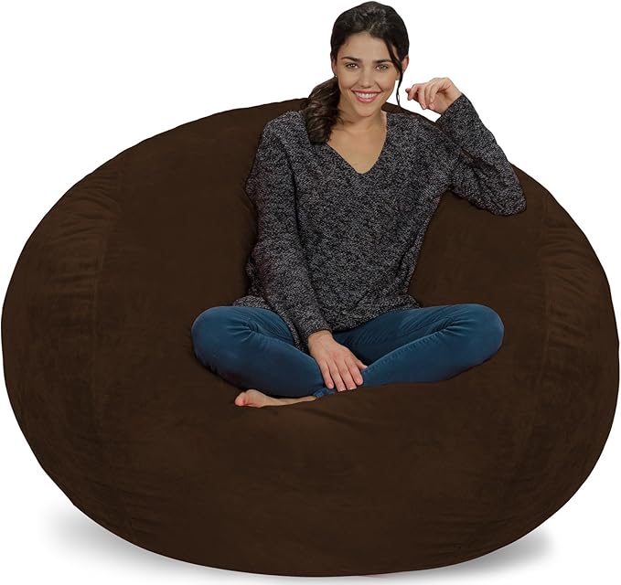 Chill Sack Bean Bag Chair: Giant 5' Memory Foam Furniture Bean Bag - Big Sofa with Soft Micro Fiber Cover - Ultrafur Brown