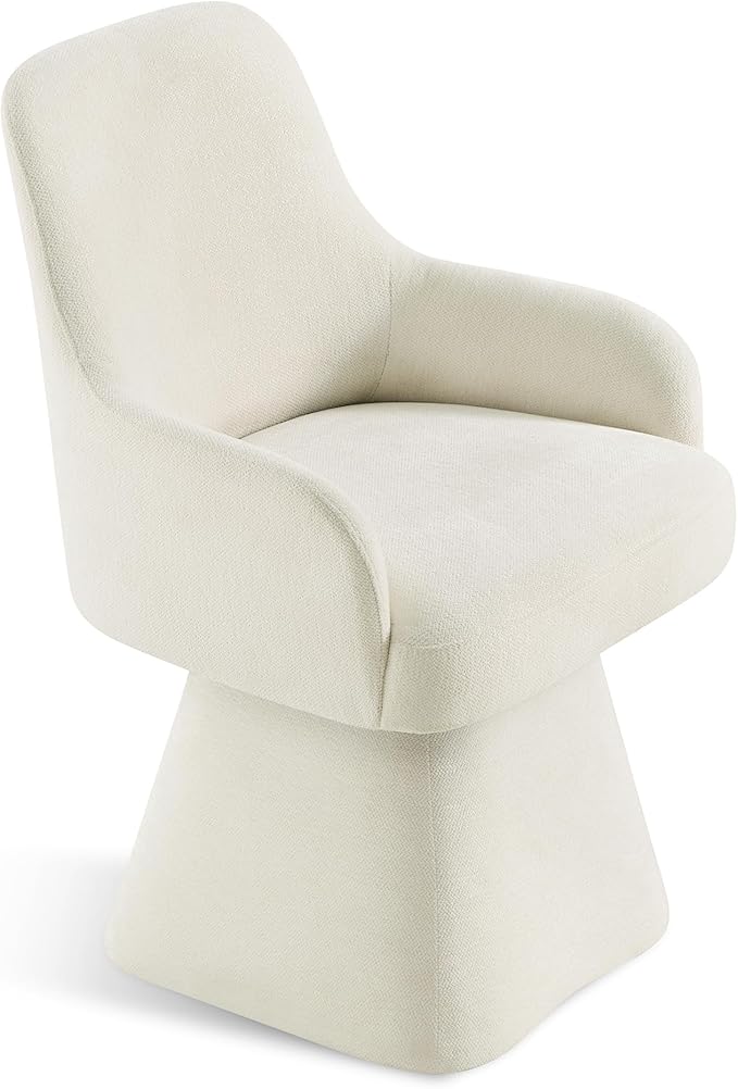 Swivel Dining Chairs Set of 4, Mid Century Modern Chairs Fabric Upholstered Armchair with Armrest & Ergonomic Backrest for Dining Room, Kitchen, Bedroom, Living Room, Beige, 4 Boxs