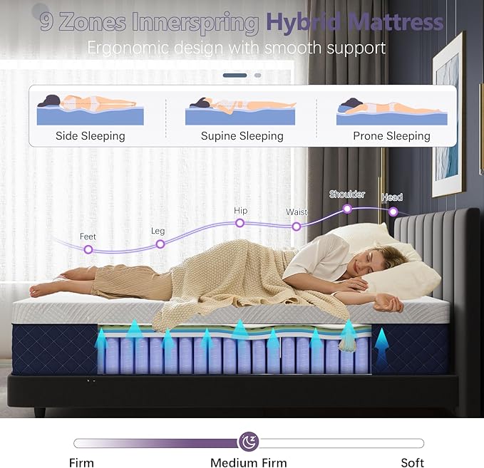 Full Mattresses, 10 Inch Hybrid Full Mattress in a Box, Memory Foam and Individual Pocket Spring Breathable Comfort for Sleep Supportive and Pressure Relief, CertiPUR-US, 54"*75"*10"