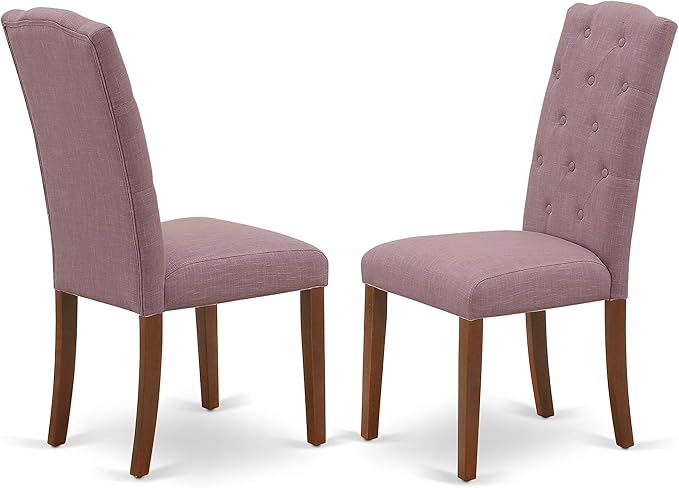 East West Furniture NOCE5-MAH-10 5 Piece Kitchen Table Set Includes a Rectangle Dining Room Table with Butterfly Leaf and 4 Dahlia Linen Fabric Upholstered Chairs, 32x54 Inch, Mahogany