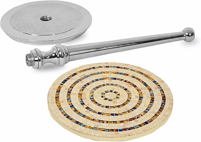 CLEENTABLE Mosaic Round End Table - Lightweight Handcrafted Accent Coffee Table with Durable Enamel Finish & Aluminum Legs Modern Side Table for Living Room, Bedroom & Balcony (Multi)