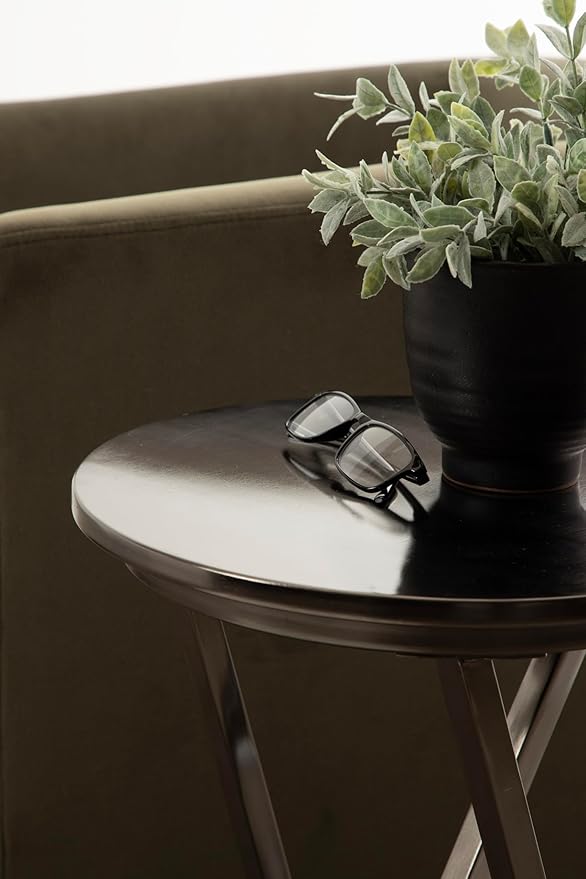 Kate and Laurel Aja Modern Metal Round Side Table; 15 x 15 x 23; Gray Gunmetal; Decorative Geometric End Table with Unique Slanted Legs for Use as Bedroom Nightstand or Living Room Indoor Plant Stand