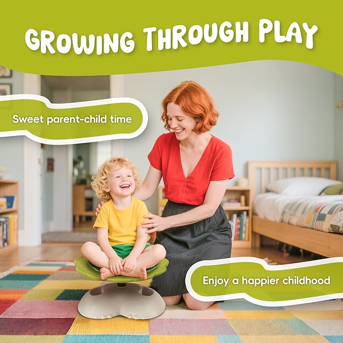 Spinning Chair for Autistic Kids, Autism Sensory Spinning Chairs Sensory Swivel Chair, Sensory Toy for ADHD & Autism 3-6 Years Children, Sit and Spin Training Body Coordination (Green)