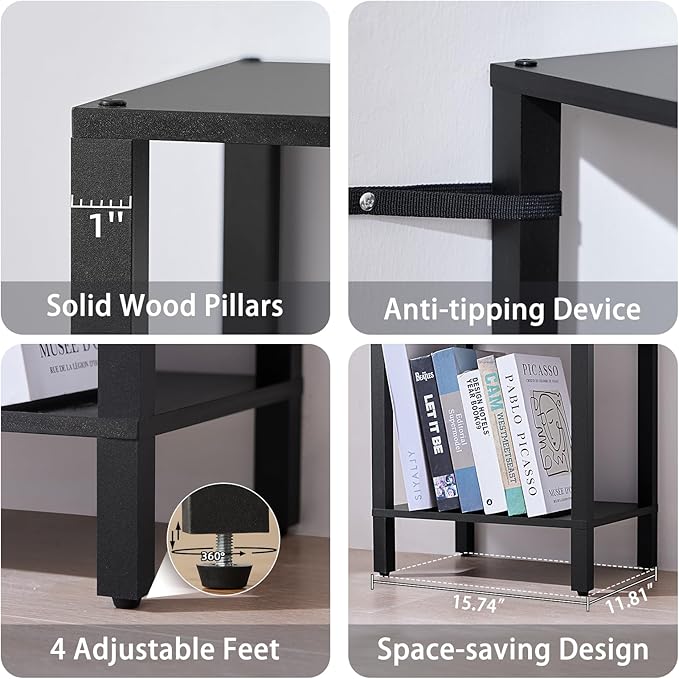 66in Tall Bookshelf 6-Tier Small Narrow Bookcase, Skinny Book Shelf for Small Space, Farmhouse Slim Shelf with Storage, Wood Freestanding Display Thin Bookshelves for Living Room, Office, Black