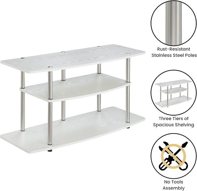 Convenience Concepts Designs2Go 3-Tier Wide TV Stand, 42", White