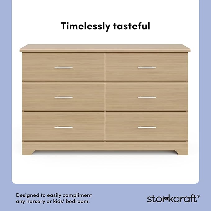 Storkcraft Brookside 6-Drawer Dresser (Driftwood) – GREENGUARD Gold Certified, Nursery & Kids Storage, Nursery Essentials, Kids Room Storage, Durable Bedroom Dresser