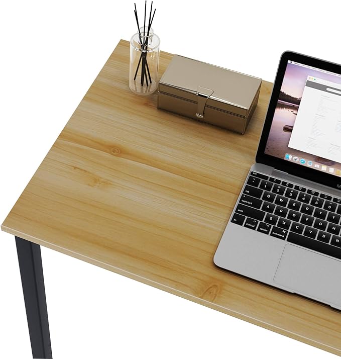 DlandHome 47 inch Computer Desk Home Office Table Writing Desk Study Table Gaming Desk Workstation (47 inch, Wood Teak)