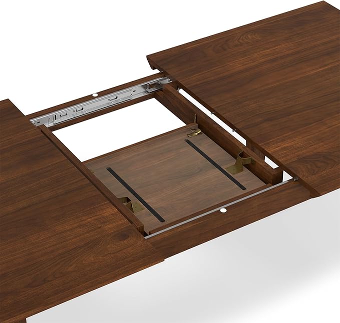 SIMPLIHOME Colby Extendable Dining Table, Solid Wood Walnut Veneer in Walnut, 60-76 x 36 inches, Contemporary-Style Rectangular Expandable Kitchen Table with Butterfly Leaf for 6+ People