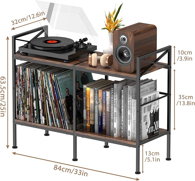 Vinyl Record Storage,Record Player Cabinet,Record Player Stand with Vinyl Storage,Up to 200 Albums,Stereo Cabinet for Living Room,Bedroom,Brown