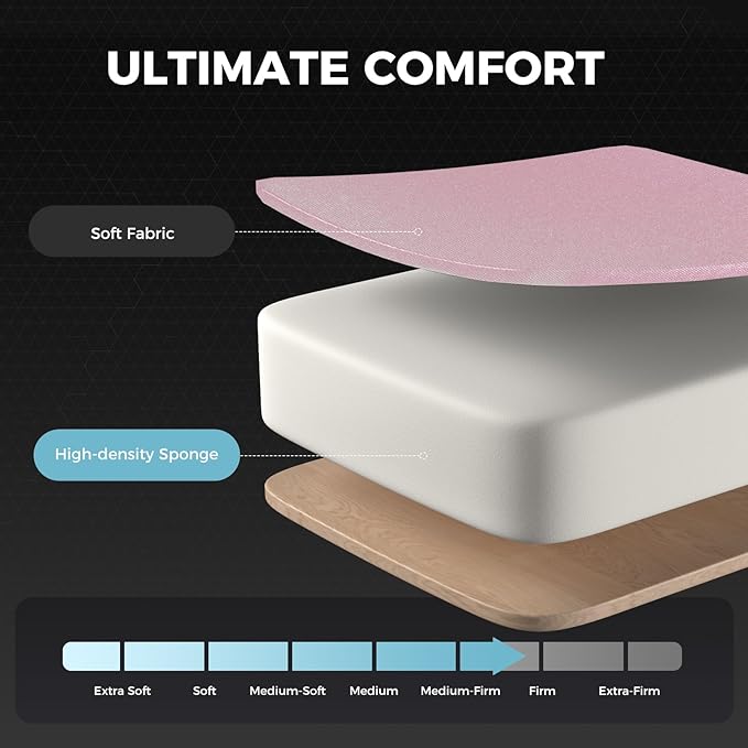 GTPLAYER Gaming Chair with Footrest, Computer Chair with and Lumbar Support, Height Adjustable Game Chair with 360°-Swivel Seat and Headrest and for Office or Gaming (Pink-Fabric)