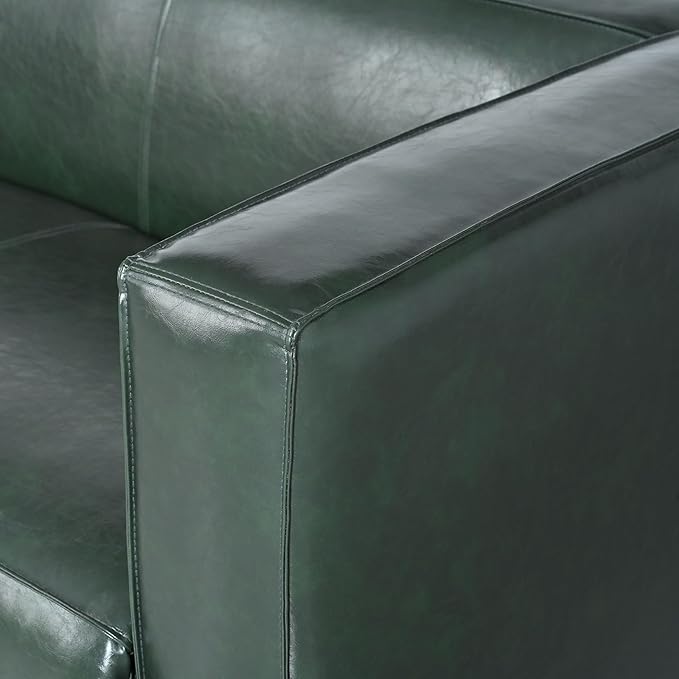 Merax Mid Century Modern 3 Seater Sofa with Birch Wood Legs, 80" Wide Smooth Upholstered Couch for Living Room, Apartment, Green