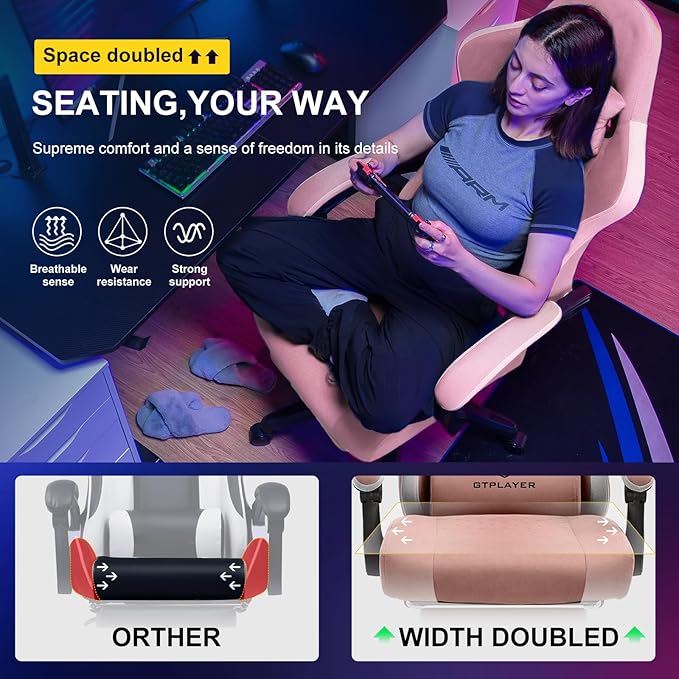 GTPLAYER Gaming Chair, Computer Office Chair with Pocket Spring Cushion, Linkage Armrests and Footrest, High Back Ergonomic Computer Chair with Lumbar Support Task Chair with Footrest