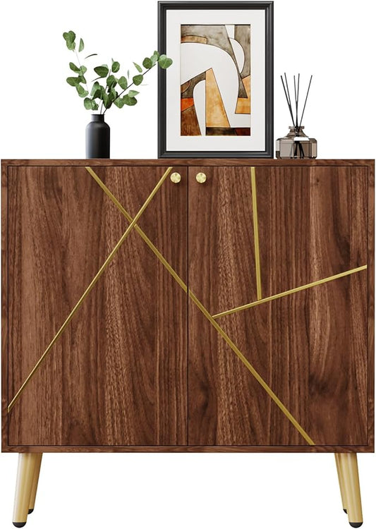 Storage Cabinet, Free Standing Buffet Cabinet, Morden Sideboard and Buffet Storage, Wood Accent Cabinet for Living Room, Hallway, Entryway (1, Brown)