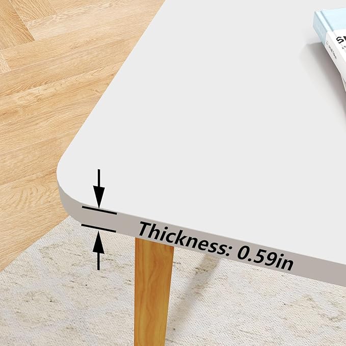Simple End Table,Modern Side Table with 4 Solid Wood Sturdy Legs for Living Room,Nightstand Bedside Table for Bedroom Balcony (White)