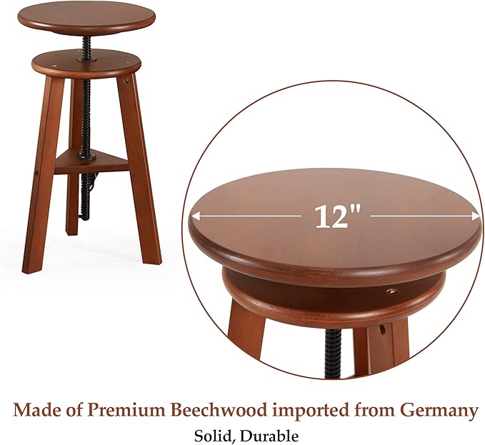 VISWIN Adjustable Drafting Stool for Artists & Adults, 19"-26" Height Solid Beech Wood Art Stool for Studio, Swivel Drafting Chair for Drawing, Home Use, Office, Kitchen