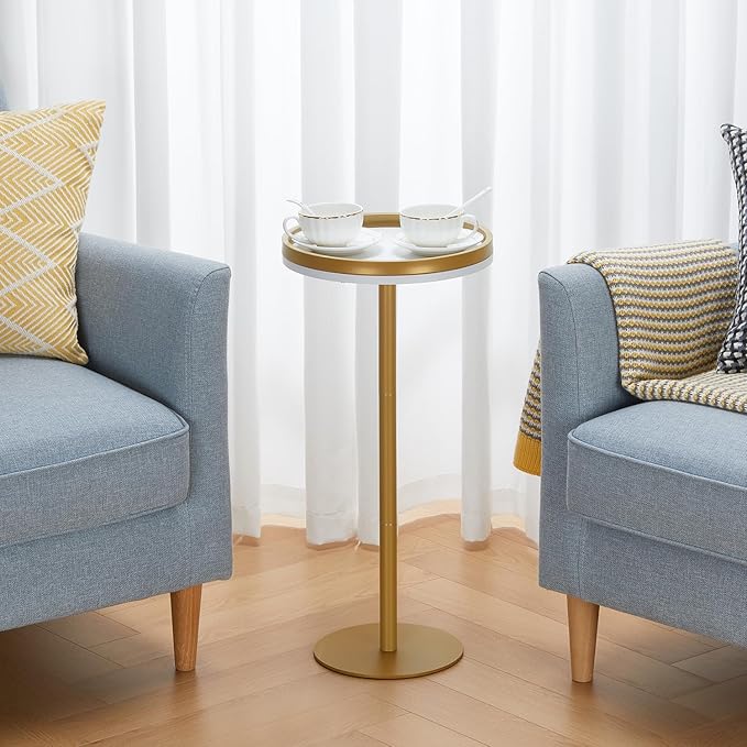 Round Drink Table,Small Pedestal Table,Small Round Side Table for Narrow Spaces,Martini Table for Living Room, Bedroom, Bathroom,Balcony