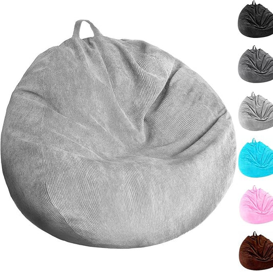 Kisoy Bean Bag Chair Cover (No Filler) Stuffed Animal Storage Bean Bag Cover Pets Dogs/Cats Lazy Beds. Washable Ultra Soft Corduroy Stuffed for Organizing Plush Toys or Textile, Sack Bean Bag