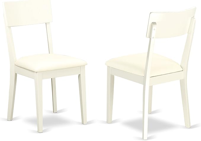 East West Furniture WEAD7-LWH-LC 7 Piece Dining Set Consist of a Rectangle Dining Room Table with Butterfly Leaf and 6 Faux Leather Upholstered Chairs, 42x60 Inch, Linen White
