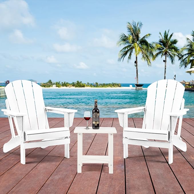 Adirondack Outdoor Side Table, 2-Tier Sturdy Patio End Table Weather Resistant, 16.5" Solid Side Table for Patio, Pool, Porch
