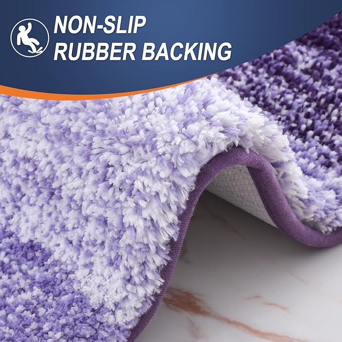 OLANLY Bathroom Runner Rugs 70x24, Extra Soft Absorbent Microfiber Bath Rugs, Rubber Backing, Quick Dry, Machine Washable Bath Mats for Bathroom Floor, Tub and Shower, Home Decor Accessories, Violet