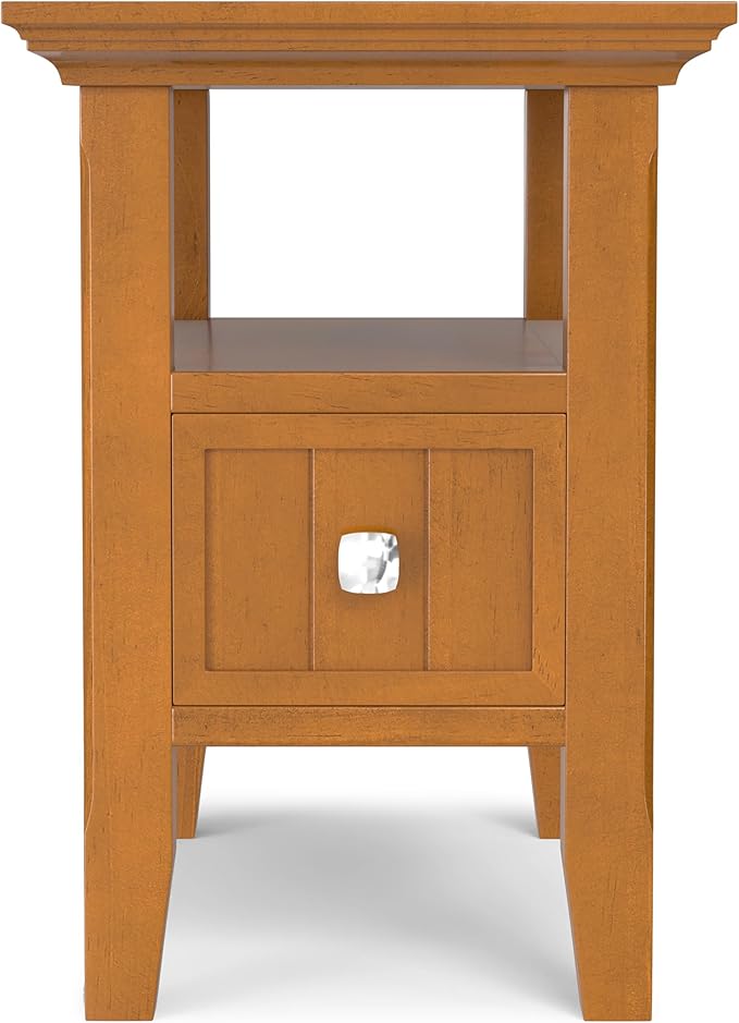 SIMPLIHOME Acadian 14-inch Wide Narrow End Table with Drawer and Open Shelf in Light Golden Brown for Living Room or Bedroom