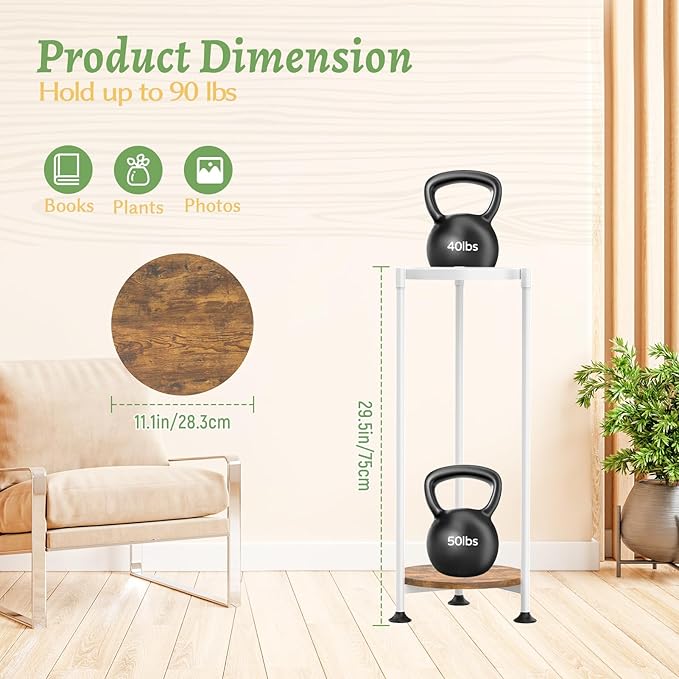 KMOTASUO 2 Tier Plant Stands Indoor, 30 Inch Tall Metal Corner Plant Stand, Modern Flower Shelf Pot Holder Planter Display Rack for Living Room Balcony Patio Garden(White)