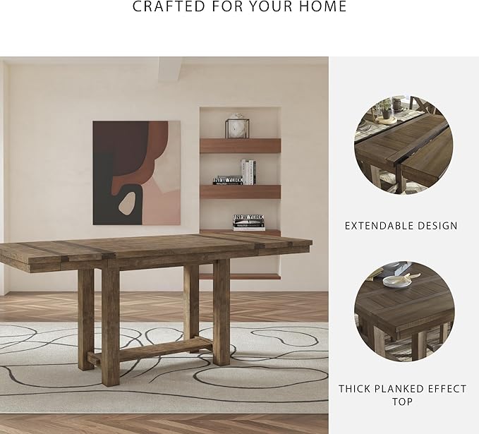 Signature Design by Ashley Moriville Rustic Farmhouse 36" Counter Height Dining Extension Table, Brown