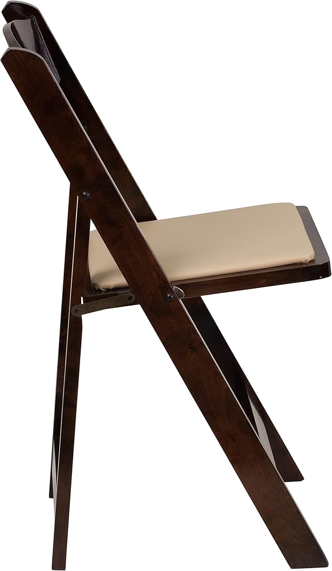 Flash Furniture 2 Pack HERCULES Series Fruitwood Wood Folding Chair with Vinyl Padded Seat