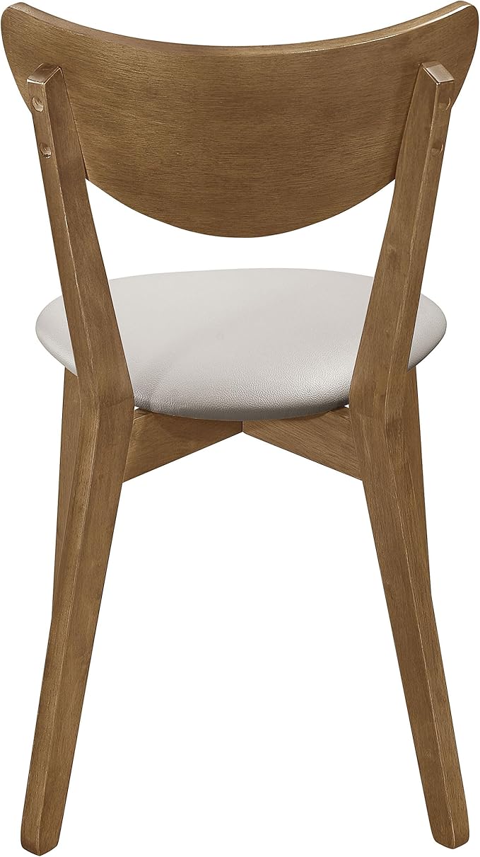 Coaster Home Furnishings Kersey Mid Century Modern Set of 2 Wood Dining Side Chairs Curved Back Padded Tan Faux Leather Polyurethane Upholstered Seat Cushion Chestnut Brown 103062