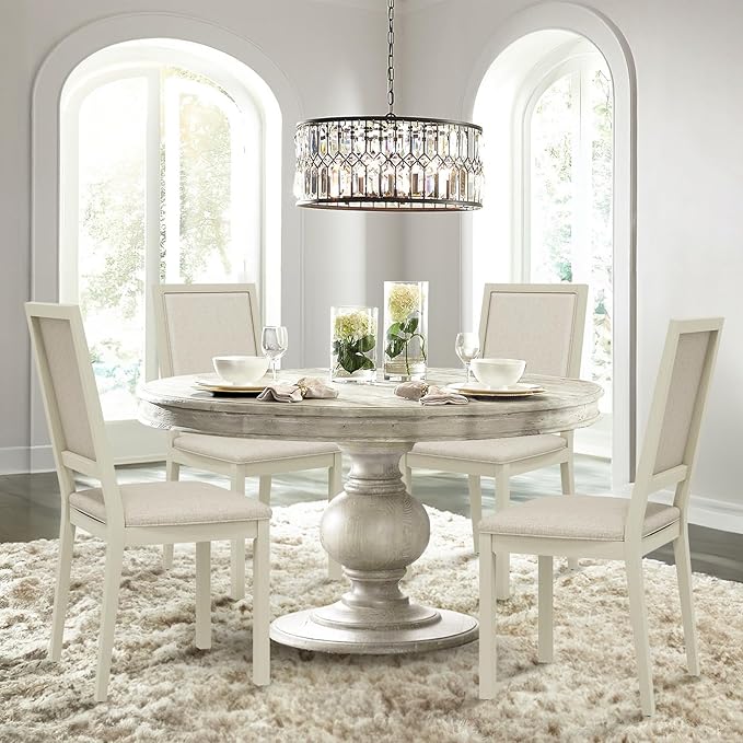 COLAMY Upholstered Dining Chairs Set of 4, Mid Century Modern Dining Room Chairs, 19 Inch Kitchen Chairs with Back for Dining Room Restaurant, Ivory