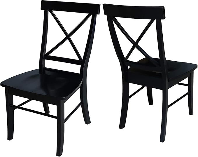 Set of Two X-Back Dining Chairs, Black
