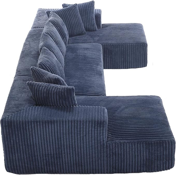 Free Combination Cloud Boneless Modular Sectional Sofa with Chaise Lounge,Modern Minimalist Upholstered Couches, Oversized U Shaped Lounge Sofa Couch w/ 8 Pillows
