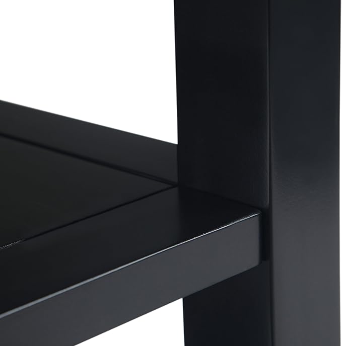 SIMPLIHOME Acadian 14-inch Wide Solid Wood Narrow End Table in Black, Transitional-Style Side Table for Living Room, Bedroom, or Family Room with 2 Open Shelves