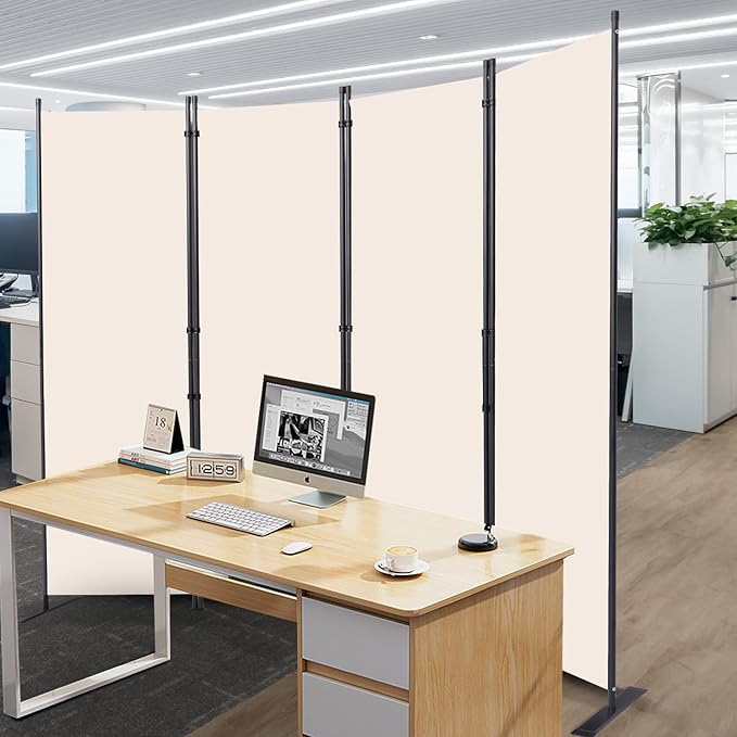 Room Divider, 4 Panel Folding Privacy Screens with Wider Support Feet, 6 Ft Portable Room Partition for Room Separator, 88" W X 71" H, Beige