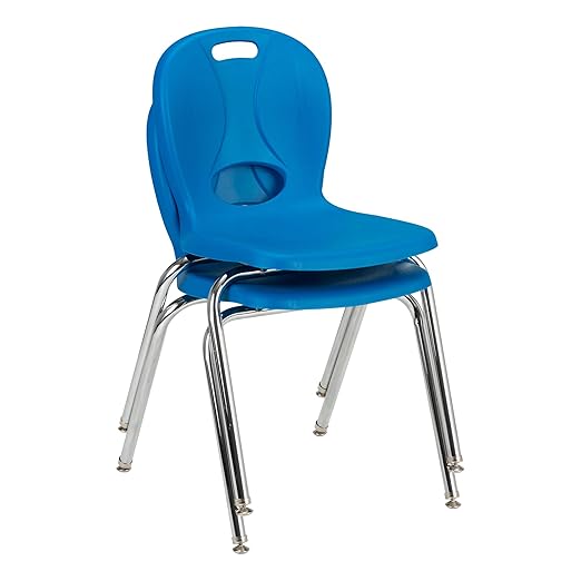 Learniture Structure Series Stacking School Chairs with Contoured Seats, Heavy-Duty Plastic Stacking Classroom Chairs, 18"H, Set of 4