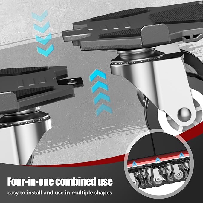 Upgraded Furniture Dolly Movers 5 Wheel Heavy Duty 3000LBS Capacity Carbon Steel Panel 360° Rotating Casters Furniture Slider for Sofa Refrigerator Piano (Black, 6in)