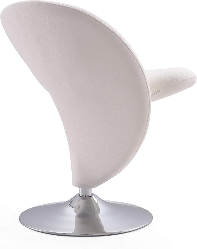 Manhattan Comfort Curl Swivel Accent Chair Set of 2 with 360° Turn, Fully Assembled, Upholstered in Wool Blend, Modern Ergonomic Design with Polished Chrome Base, Living Room & Office, Set of 1, Cream
