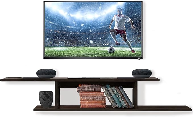 Floating TV Stand, Wall Mounted Floating Media Shelf Organizer Entertainment Center Console for Home and Office, Storage for Accessories Wifi Router Remote Control DVD Player and More (Black)