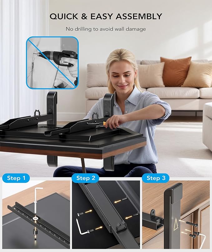AX WABER Universal TV Stand,Table Top TV Stand Base Replacement for Most 37 to 86 Inch LCD LED TVs, 7 Height Adjustable Legs with Cable Management Hold up to 150lbs, Max VESA 800x600mm, Black AX10TB01